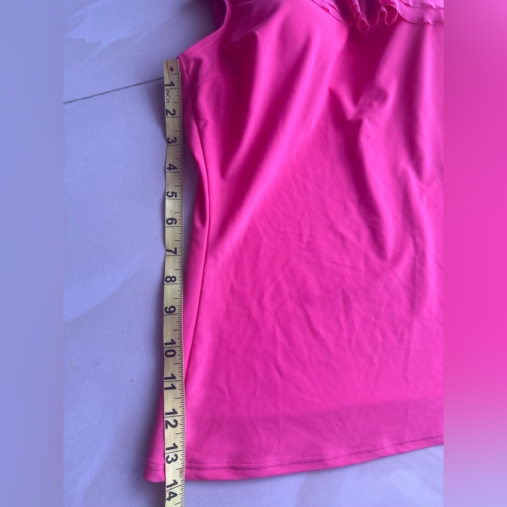 Be Creative swim top Women's Pink One-Shoulder Ruffle Top size 12 - Picture 12 of 16